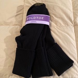 6 Pairs Gold Toe Crew Socks Size 9 - 11 Color Black